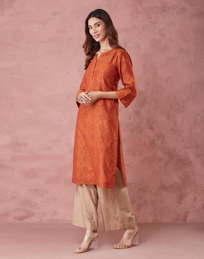 Fabindia WomenS Cotton Silk Printed Regular Kurta (1038254Rust_Rust