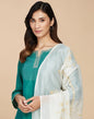 Fabindia Natural Cotton Silk Hand Embroidered Dupatta | Free Size | 1 Dupatta | Women | 2.5m x 92cm