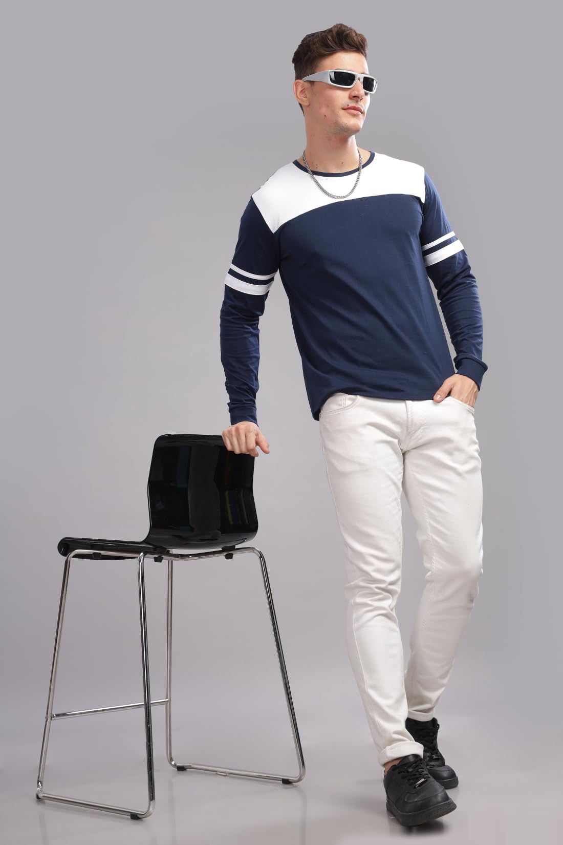 ADRO Full Sleeve Tshirt for Men | Colorblock T Shirt for Men | 100% Cotton Tshirt | Full Sleeve T-Shirt | Mens Full Sleeves T Sh