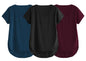 Fabricorn Combo Of Three Plain Black, Airforce Blue And Wine V-Neck Up And Down Cotton Tshirt For Women (Black, Airforce Blue, W
