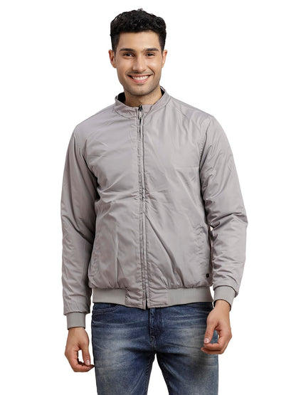 Turtle Men Polyster Solid Regular Fit Full Sleeve Black & Grey Reversible Windcheater Jacket