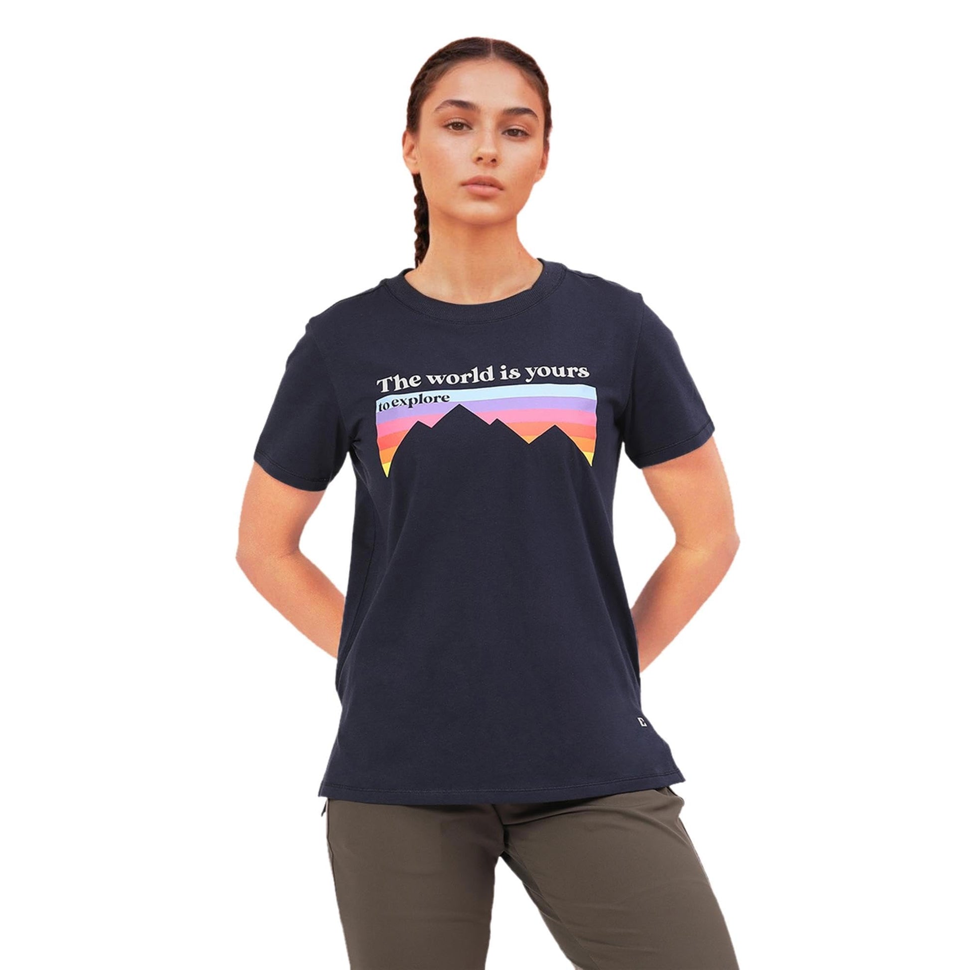 Enamor Womens Graphic Relaxed Fit T-Shirt (A301_Navy Explore