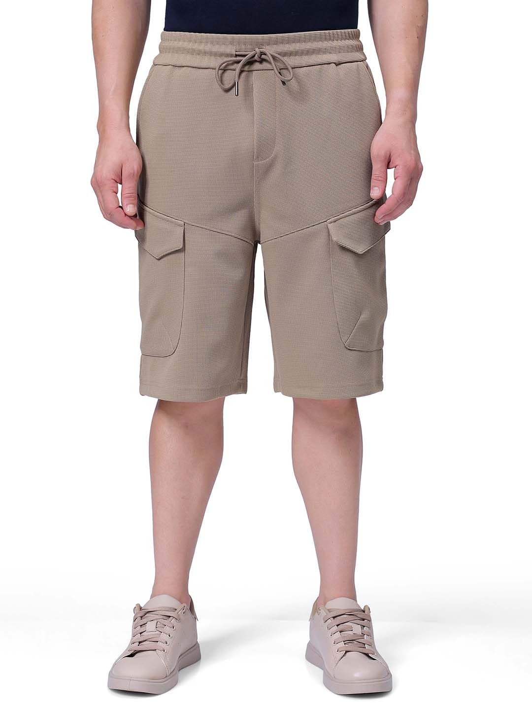 The Indian Garage Co Men Relaxed Fit Textured Mid-Rise Cargo Shorts