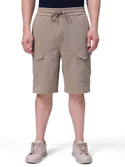 The Indian Garage Co Men Relaxed Fit Textured Mid-Rise Cargo Shorts