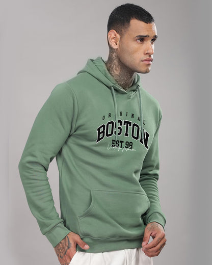 ADRO Men's Cotton Neck Hooded Sweatshirt (H24-BOST-PT_Pista
