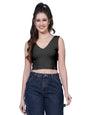 OOMPH! Crop Tops for Women, Black - mt694