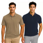 Nobero MenS Solid Regular Fit Polo Shirt (1M-Twpo-R0003_Latte / Navy Blue