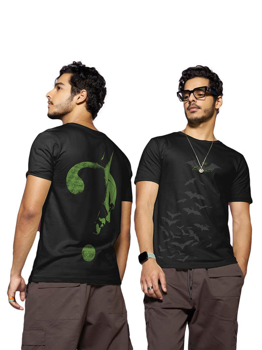 Bewakoof Mens Official DC Comics Merchandise Batman Riddle Graphic Black Round Neck Half Sleeve T-Shirt