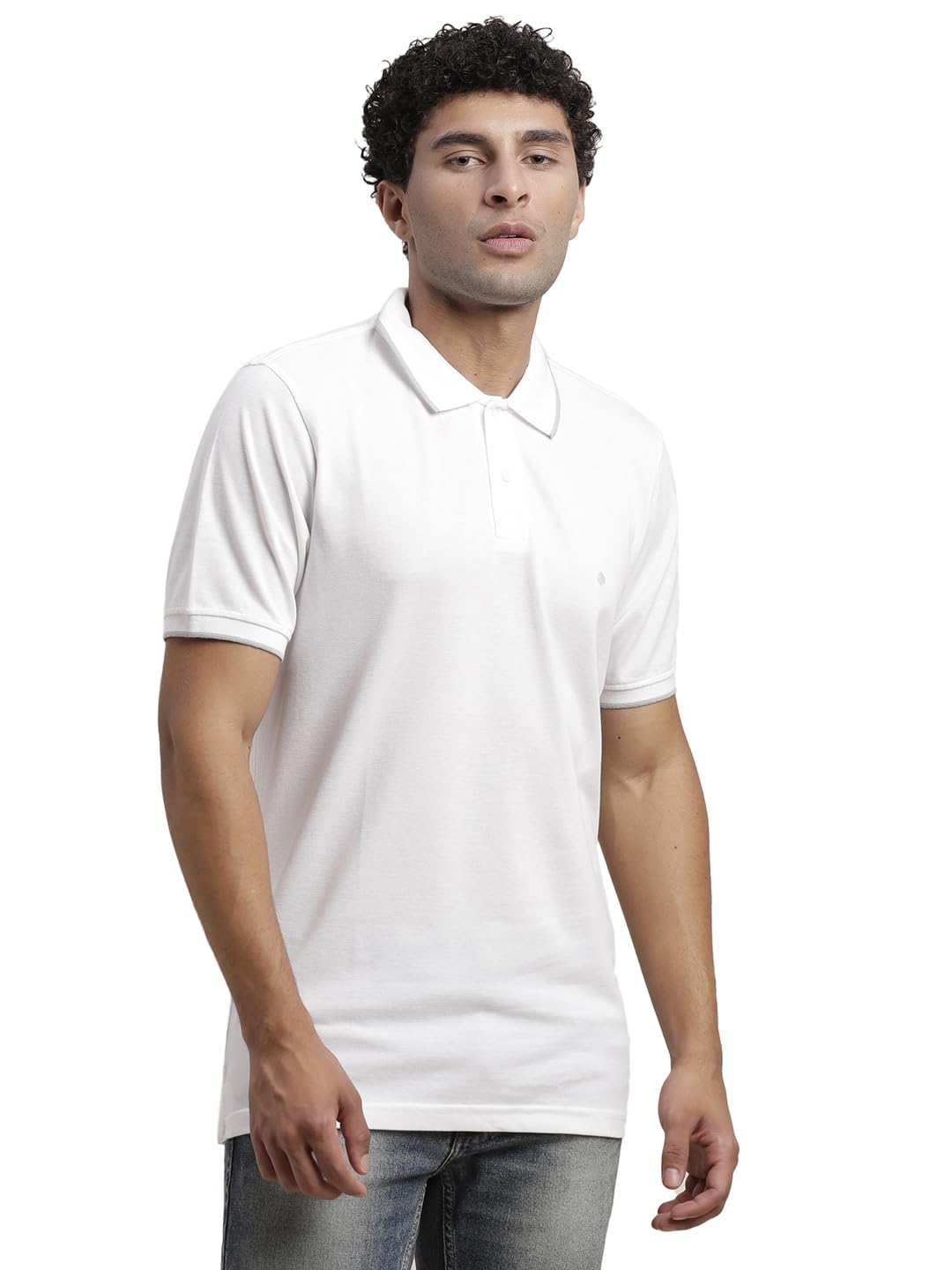 Turtle Men Poly Cotton Solid White Polo Tshirt