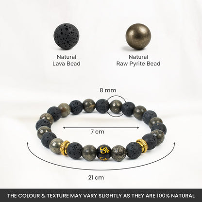 Astrotalk Wealth OM Bracelet | Citrine & Raw Pyrite | Healing Crystals for Wealth & Abundance | OM Symbol for Prosperity | Astrology Bracelet for Men & Women | Certificate of Authenticity