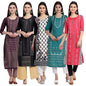 Pinkmint WomenS Printed Kurti For WomenS Round Neck Straight Kurti For Women (Pack Of 5)