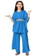 A.T.U.N. (ALL THINGS UBER NICE) Girls Solid Polysilk Turquoise Kaftan with Flared Pant Set