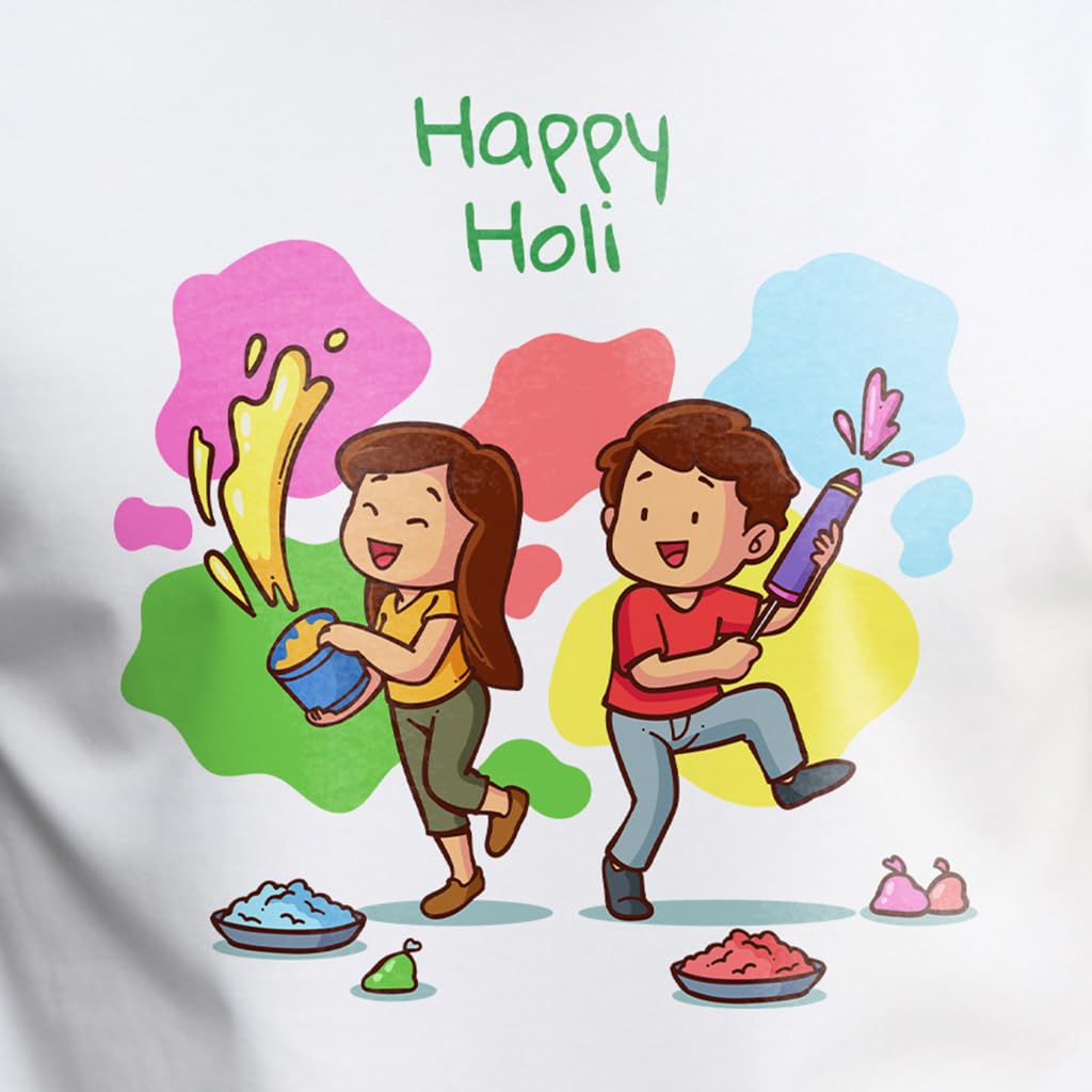 Peppyzone Mens Premium Cotton Happy Holi Printed Tshirt for Men Stylish - Trending T Shirts for Men | T-Shirt for Man | T Shirt