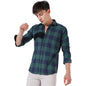 Campus Sutra Mens Green Checkered Button Up Collared Shirt for Casual Wear | Shirt Crafted with Regular Sleeve, Comfort Fit & H