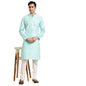 SOJANYA (Since 1958 Men's Silk Blend Blue Embroidered Kurta & White Churidar Pyjama Set Size 36