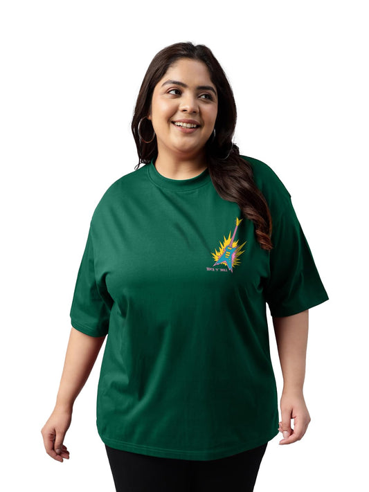 Juneberry 100% Pure Cotton Oversized Fit Latest & Trendy All Over Prints Half Sleeve Plus Size T-Shirt For Women & Girls (Ps_Jbr