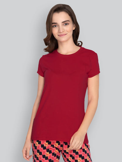 Lyra Women Solid Round Neck Tshirt