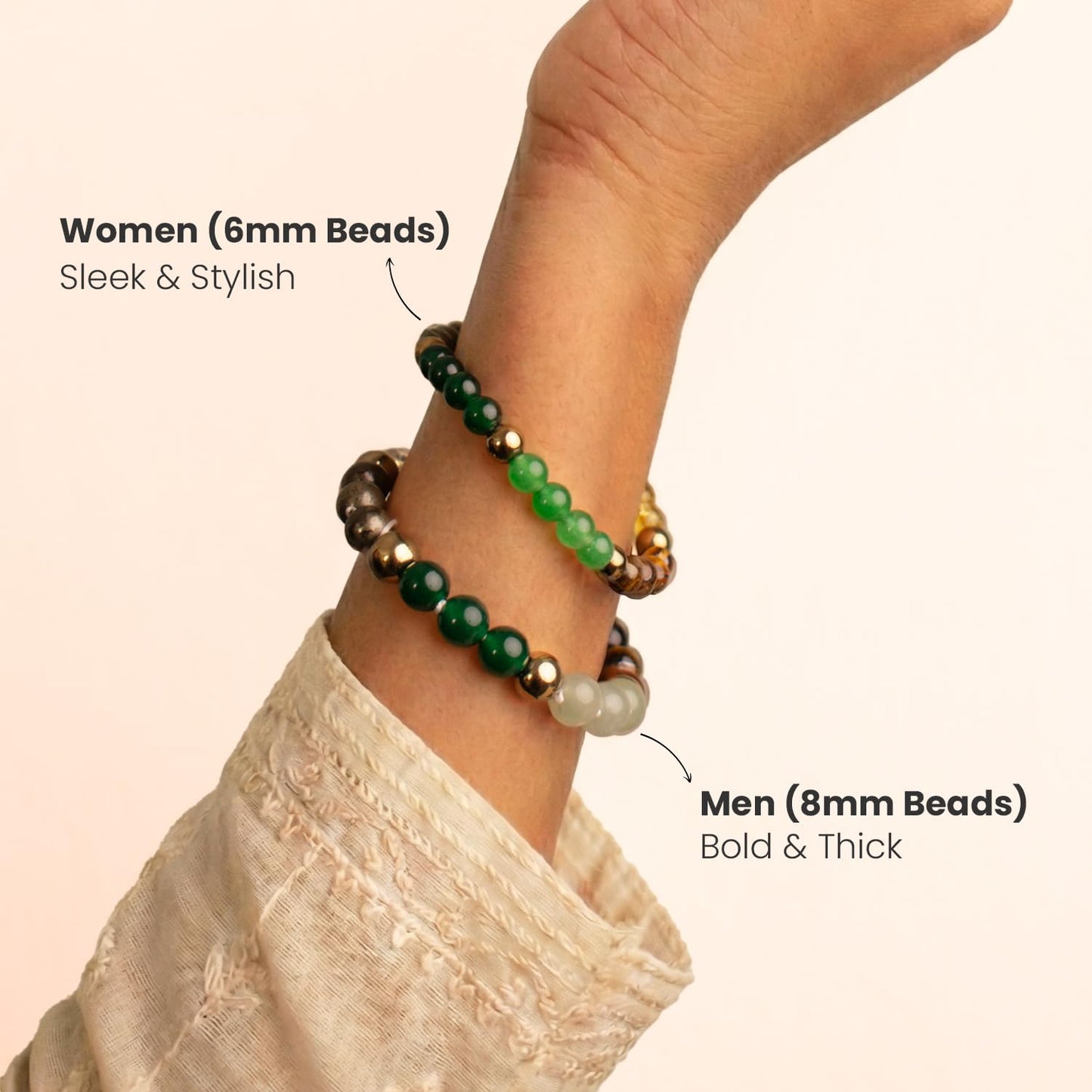 Astrotalk Dhan Yog Bracelet for Women (6mm Beads) | Wealth, Prosperity & Career Growth | Bracelets for Women with Pyrite Stone, Tiger Eye & Clear Quartz Crystal | Gift for Woman