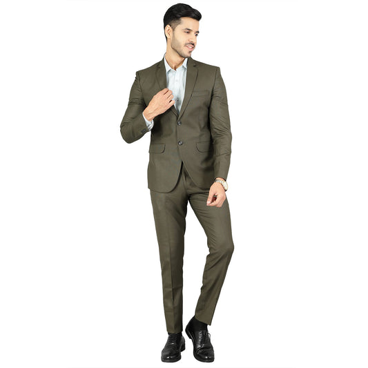 WINTAGE Mens Polyester Cotton Plain Green Two Piece Suit : 38/ S