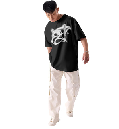 SHODOX 100% Cotton Oversized Fit Half Sleeve Tshirt for Men - Drop Shoulder Front & Back Printed T-Shirt for Mens (Pack of 1)