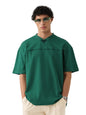 The Souled Store Originals: Varsity Men and Boys Short Sleeves V Neck Emerald Solid Cotton Oversized T-Shirts
