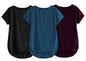 Fabricorn Combo Of Three Plain Black, Airforce Blue And Wine Round Neck Up And Down Cotton Tshirt For Women (Black, Airforce Blu