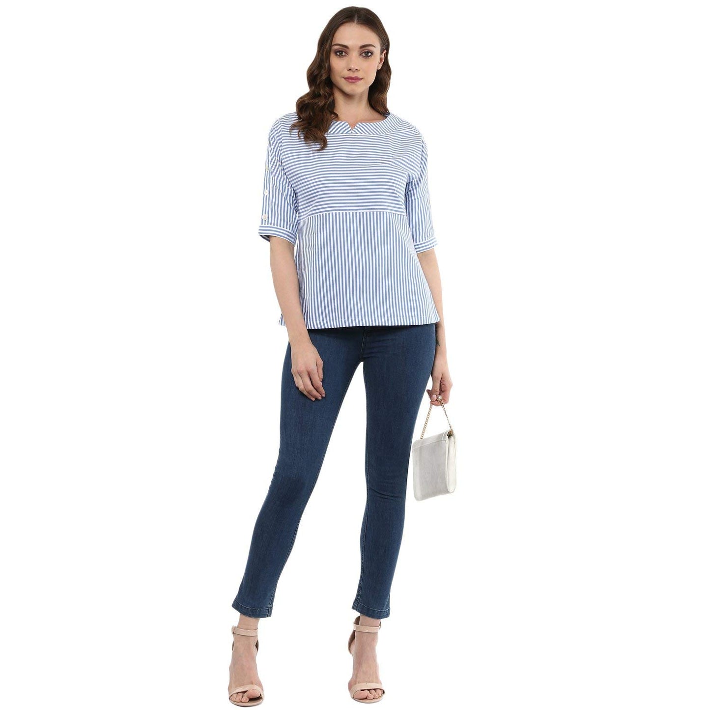 Idalia Blue- White Striped Top