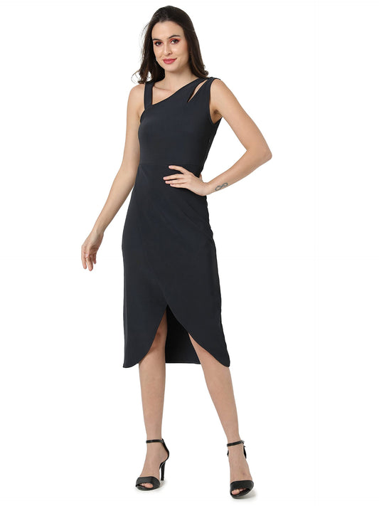 Campus Sutra Women Solid Casual Dresses(Ssmr22_Cswssdr5011_Xl) Navy Blue