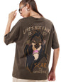 Bewakoof Official Disney Merchandise Lion King Womens Graphic Printed Oversized Fit Half Sleeve Round Neck Pure Cotton T-Shirt_