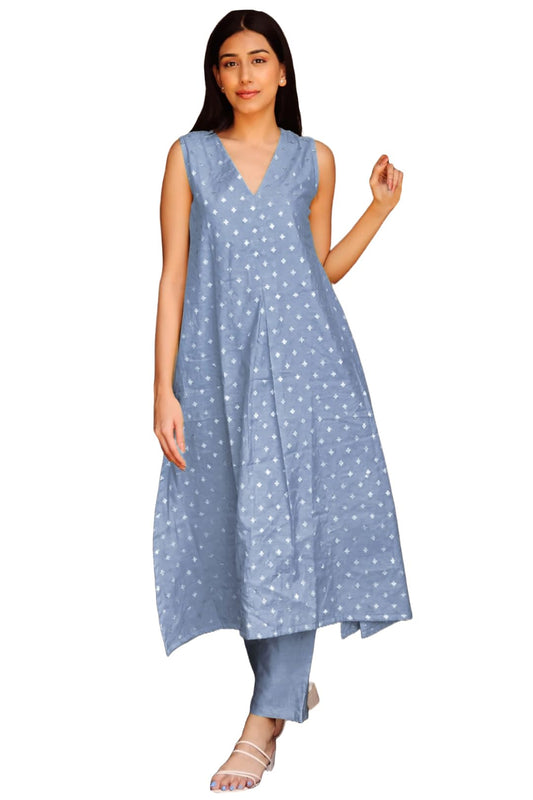 Anni Designer WomenS Rayon Viscose Printed A-Line Kurta With Pant (Brishti Grey_L_Grey_Large)