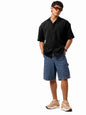 Tee Projekt Mens Regular Fit Popcorn Shirt Half Sleeve Spraed Collar Shirt Black