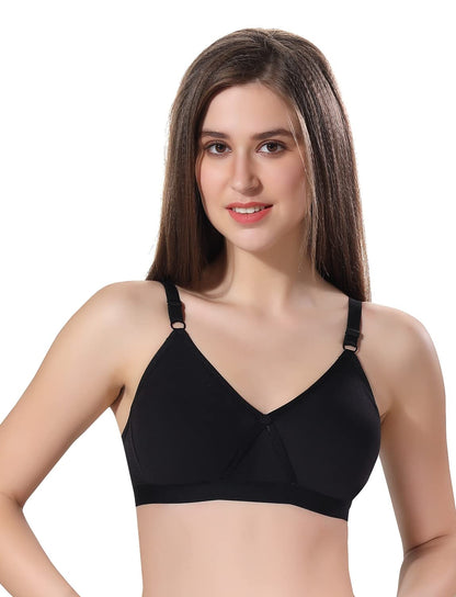 Fabme WomenS Seamless Non Padded Non-Wired Bra, Cross Belt, Heavy Support, Double Layer Cups, Broad Elastic Bra (Pack Of 1) (Bl