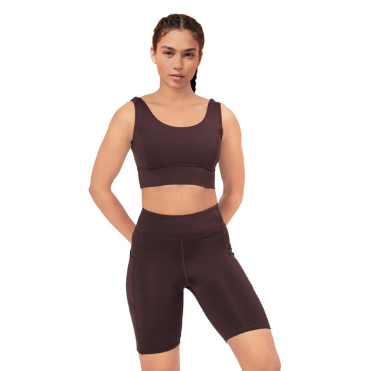 Enamor Womens Polyester Wire Free Casual Padded Sports Bra (A206_Choco Fudge