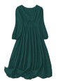 Shasmi Womens & Girls Teal Dress For Women Midi, One Piece Dress For Womens Casual Dress, Solid Textured Lantern Sleeve Tie Fron