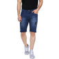 Campus Sutra Mens Denim Shorts for Regular Wear|Blue|Dark Wash|Mild Distress|Slim Fit|Denim Shorts Crafted with Comfort Fit and
