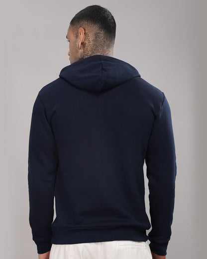 ADRO Men's Cotton Neck Hooded Sweatshirt (H-A-PLN-NB_Navy_2XL)