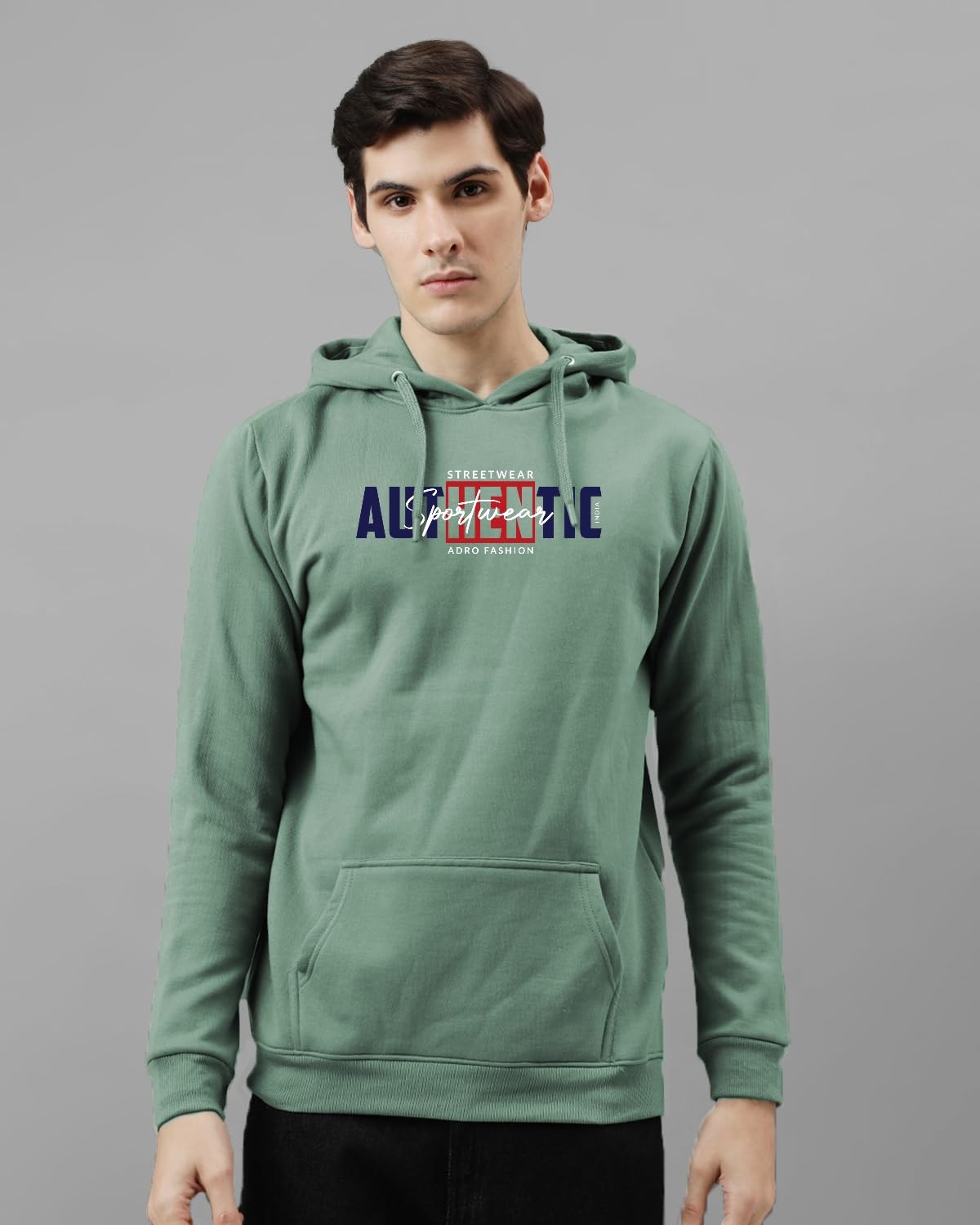 ADRO Men's Cotton Blend Neck Hooded Sweatshirt (H24-SPT-PT)