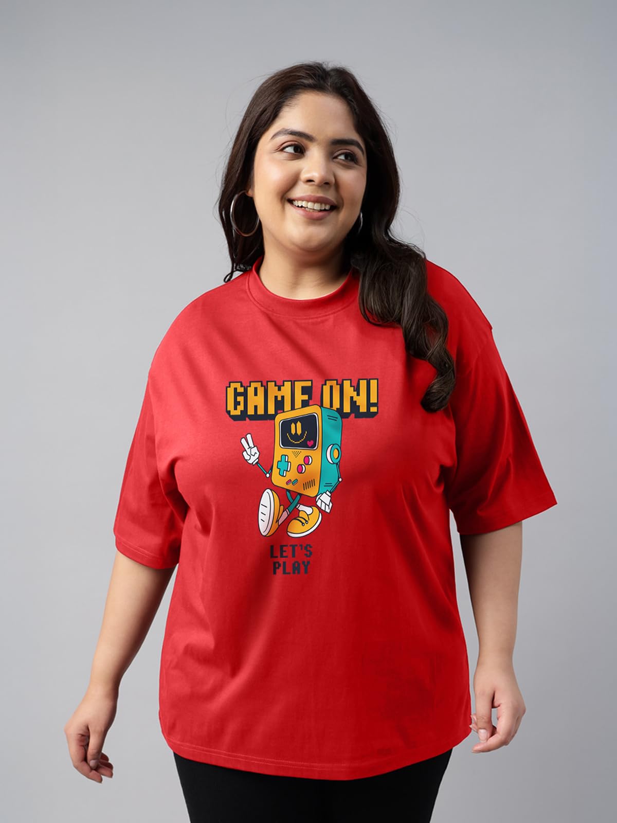 Juneberry 100% Pure Cotton Oversized Fit Latest & Trendy All Over Prints Half Sleeve Plus Size T-Shirt For Women & Girls (Ps_Jbg