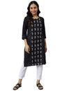 Aurelia Women's Cotton Black Solid Round Neck Straight Kurta_22AUA13344-604577_S