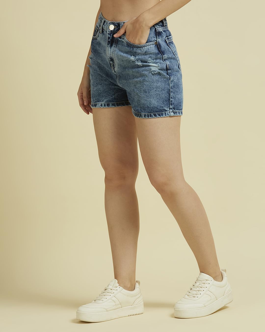 Style Quotient Women Blue High Rise Denim Shorts