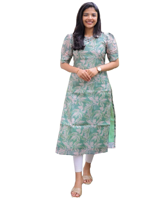 ANNI DESIGNER Women's Viscose Chanderi Straight Printed Kurta