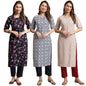 Pinkmint Straight Crepe Kurta & Pant For Women Ethnic Kurta Set For Women (Pack Of 3)