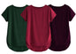 Fabricorn Combo Of Three Plain Maroon, Bottle Green And Wine Round Neck Up And Down Cotton Tshirt For Women (Maroon, Bottle Gree