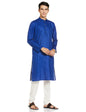Manyavar Blue Cotton Self Design Casual Kurta Set For Men