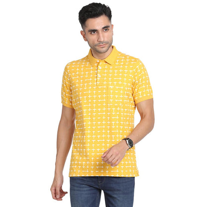Turtle Men Cotton Stretch Slim Fit Yellow Polo T-Shirt