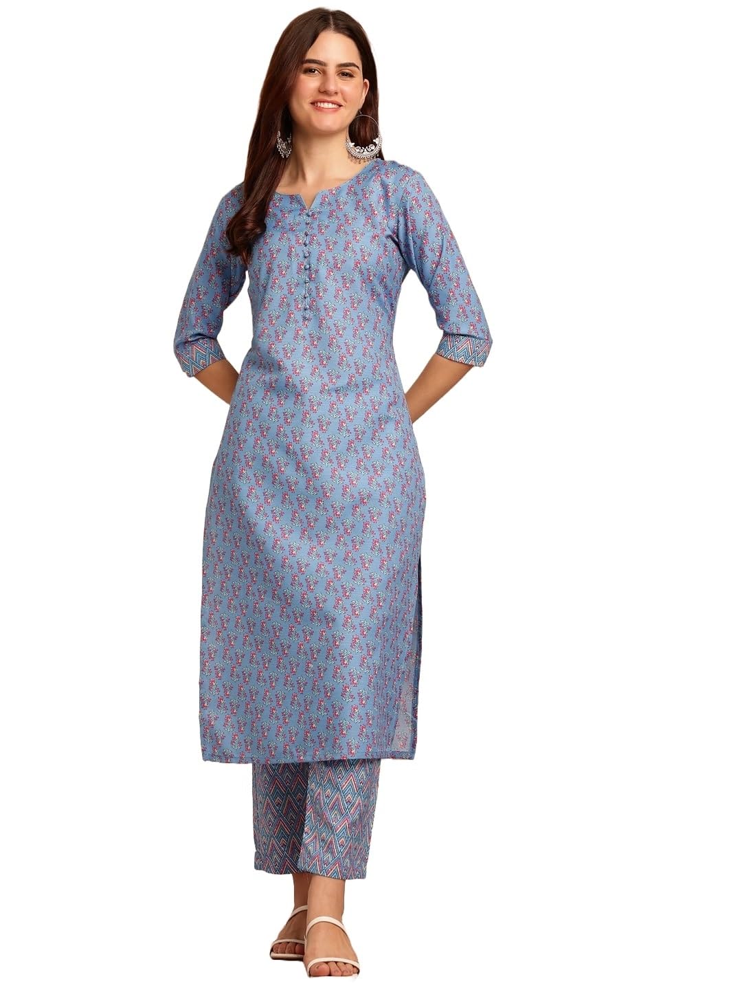 Yashika Cotton Blend Women Kurta Set: Contemporary Charm Personified! Redefine Your Style With Our Printed Kurti Pant Sets!