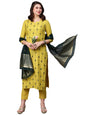 ANNI DESIGNER Women's Cotton Blend Embroidered Straight Kurta with Pant & Dupatta (WORO)