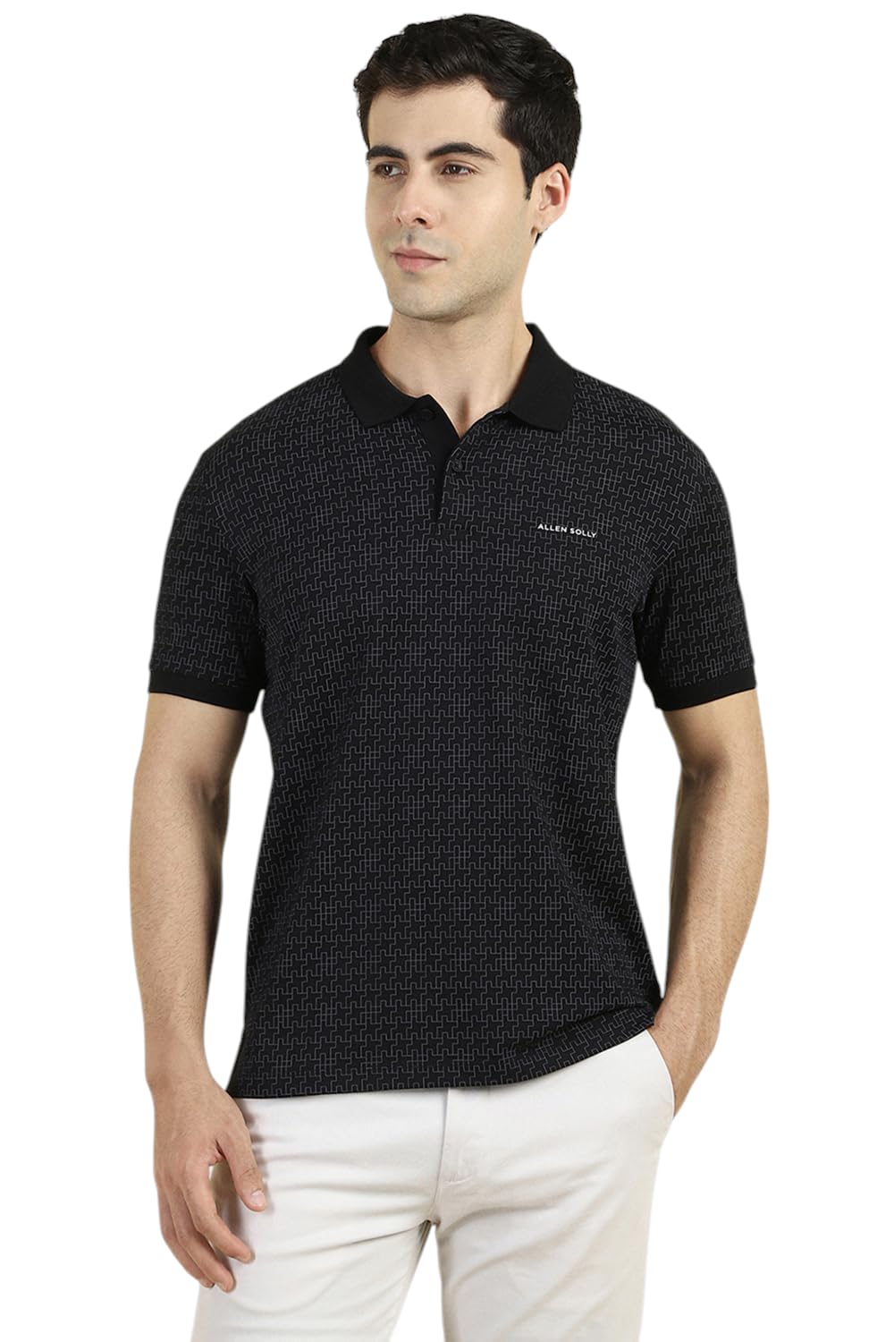 Allen Solly Men Regular Fit Printed Casual Cotton Polyester Polo Shirt
