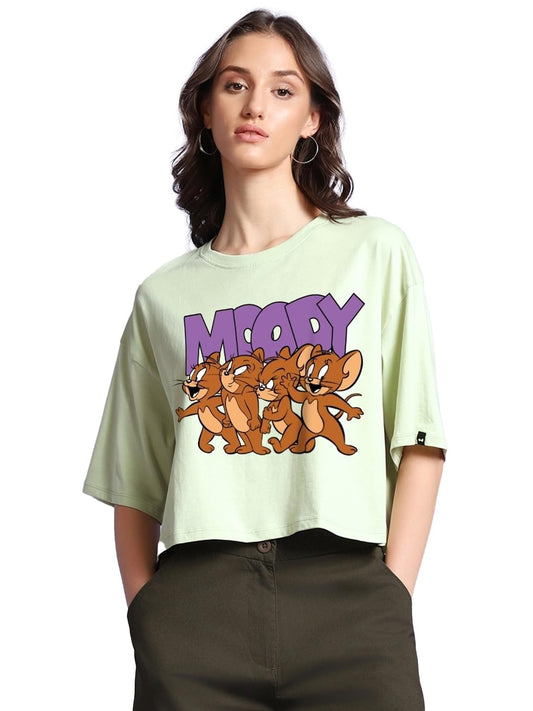 Bewakoof Official Tom & Jerry Merchandise WomenS Graphic Printed Oversized Fit Half Sleeve Round Neck Cotton Jersey Short Top_62
