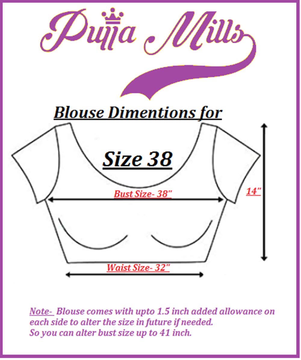 Pujia Mills WomenS Silk Embroidery Coding Multi Work Readymade Saree Blouse